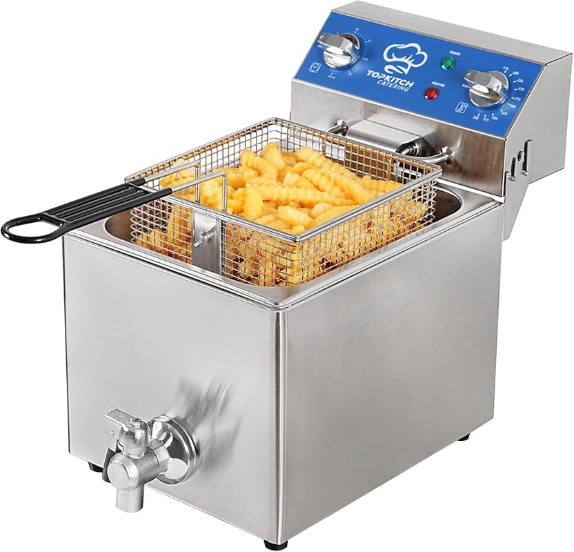 6.3Qt Light Duty Commercial Electric Countertop Deep Fryer with Oil Dr
