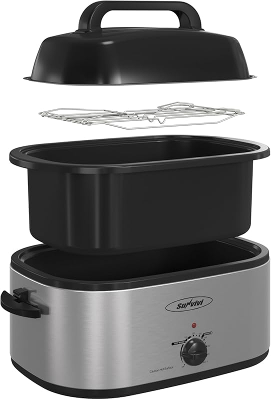Sunvivi 28 Quart Electric Roaster Oven with Self-Basting Lid, Temp Con