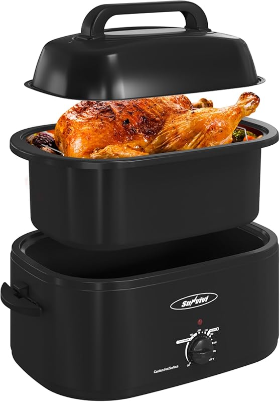 Sunvivi 28 Quart Electric Roaster Oven with Self-Basting Lid, Temp Con