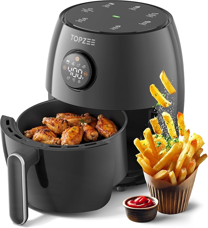 Compact Digital 2.1Qt Mini Air Fryer with 7-in-1 Presets, 98% Less Oil