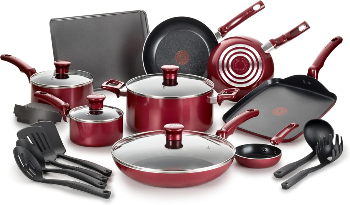 T-fal Essence 20-Piece Non-Stick Cookware Set: Durable Pots and Pans f