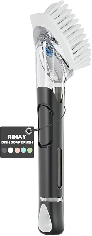 RIMAY Soap Dispensing Dish Brush and Scrubber with Built-in Soap Dispe
