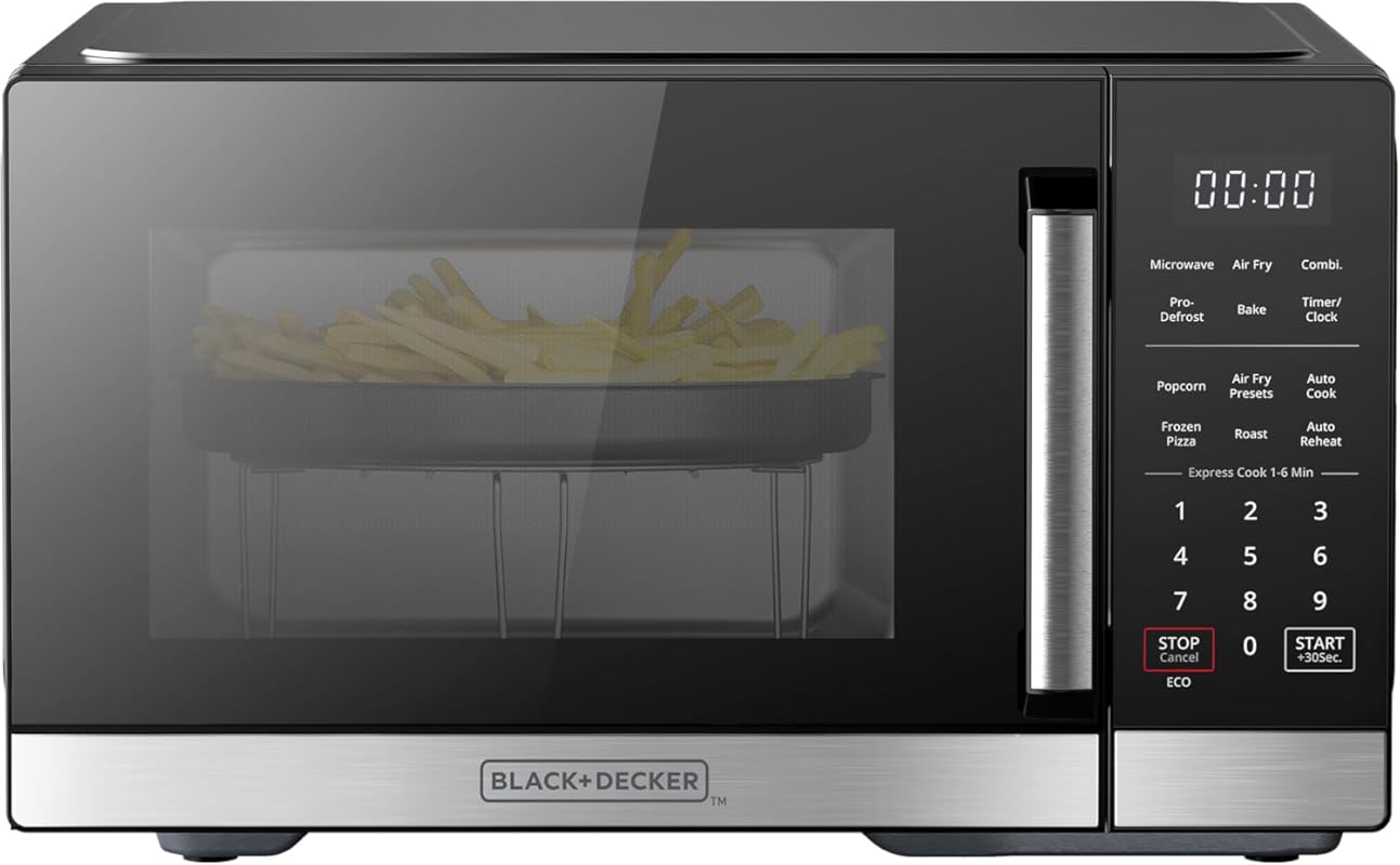 BLACK+DECKER 5-in-1 Countertop Microwave Oven with Air Fry, Bake, Roas