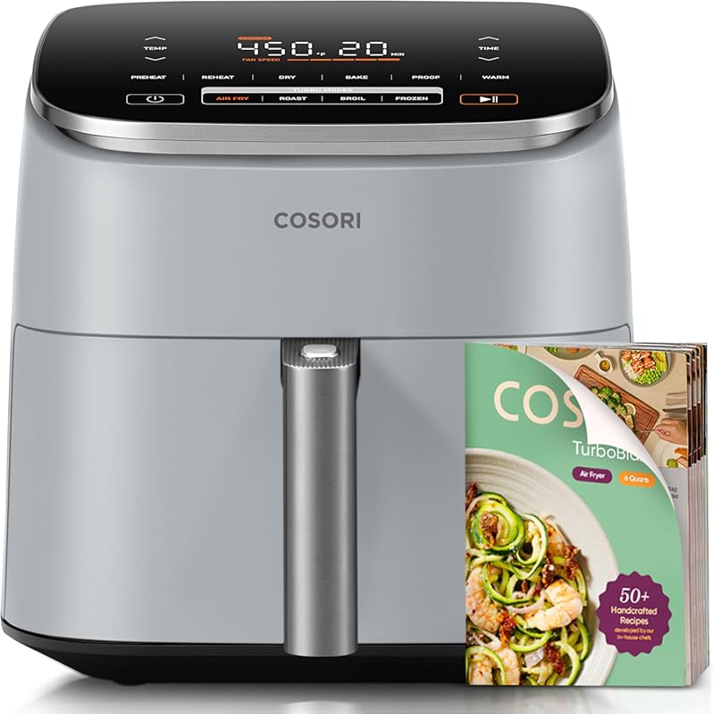 Cosori TurboBlaze 9-in-1 Air Fryer 6 Qt, Premium Ceramic Coating, 90°-