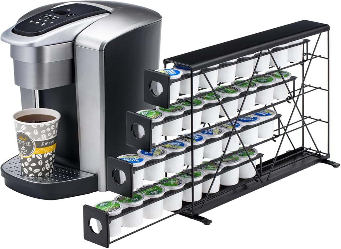 Rice rat Black Metal 4-Tier K-Cup Coffee Pod Holder Organizer for 32 P