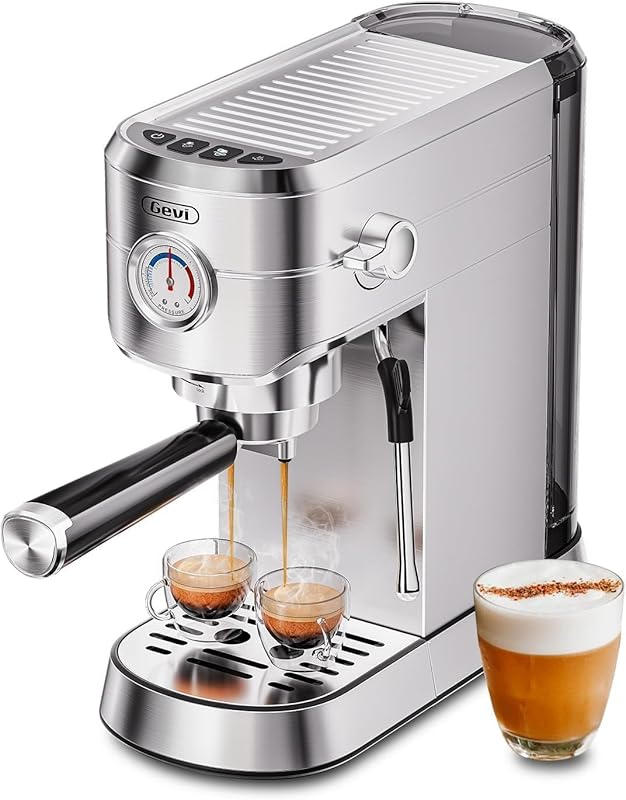 Gevi Commercial 20 Bar Espresso Maker with Milk Frother, Stainless Ste