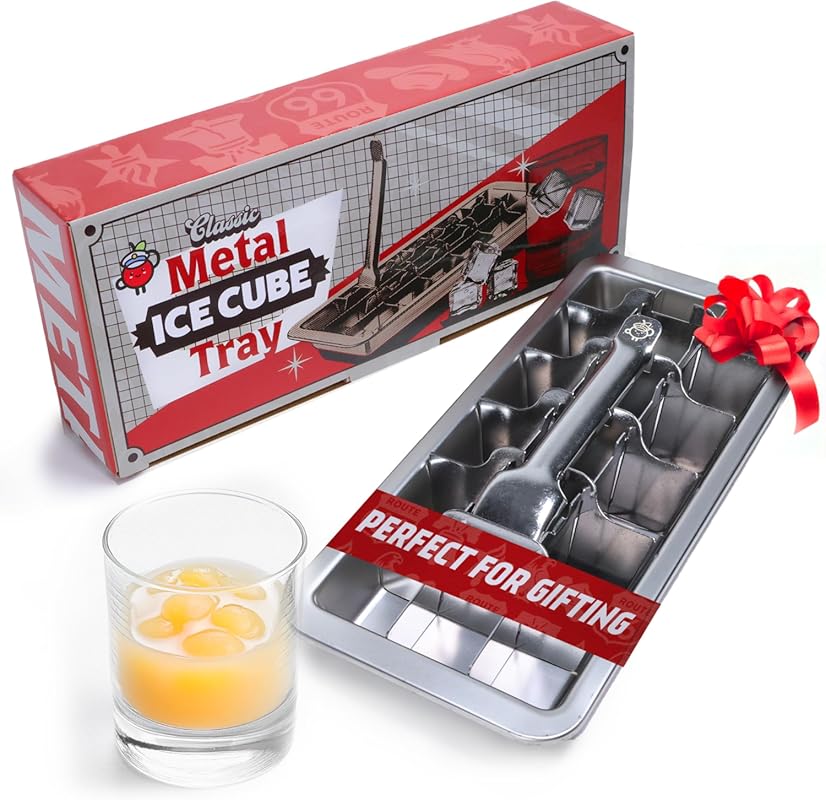 Classic Stainless Steel Ice Cube Tray with Easy Release Lever – 18-Cub