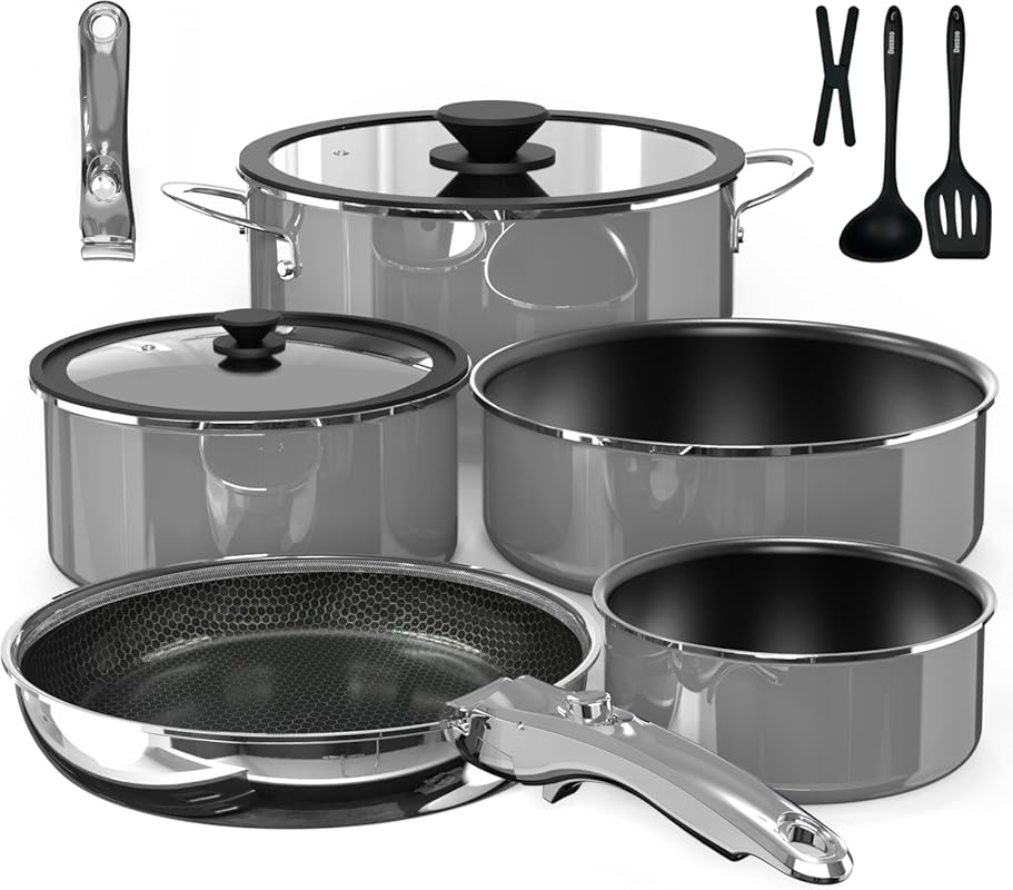 Pro DUXANO 12PC Hybrid Nonstick Ceramic & Stainless Steel Cookware Set