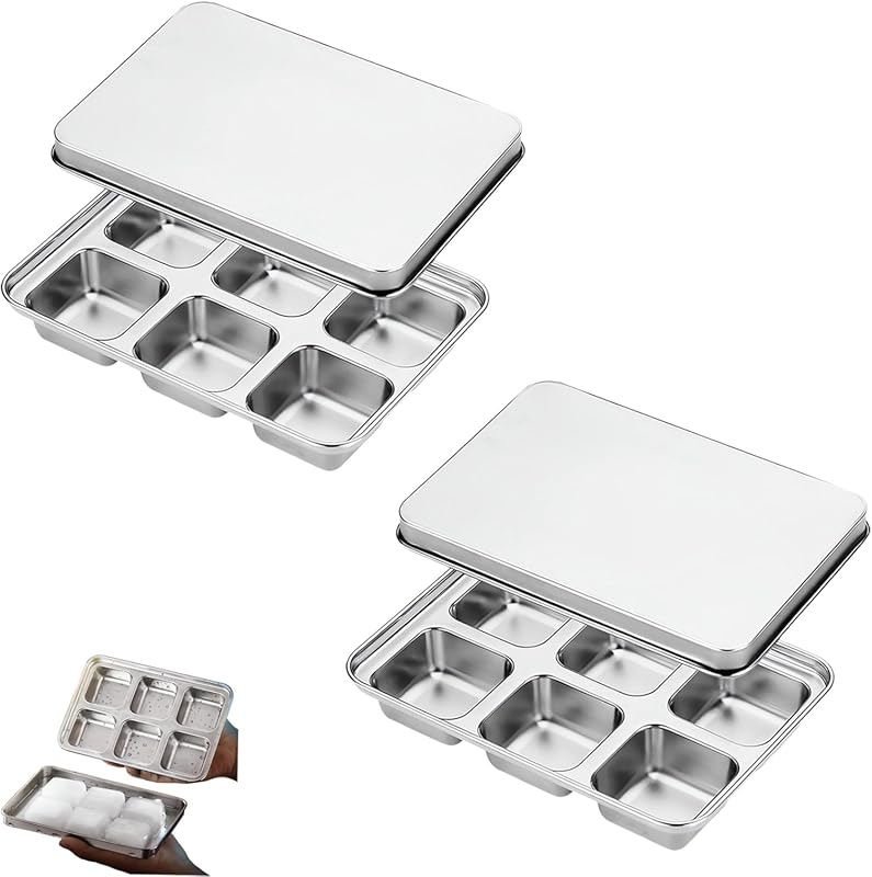 Stainless Steel Ice Cube Trays (2-Pack) with Easy Release Lid – Durabl