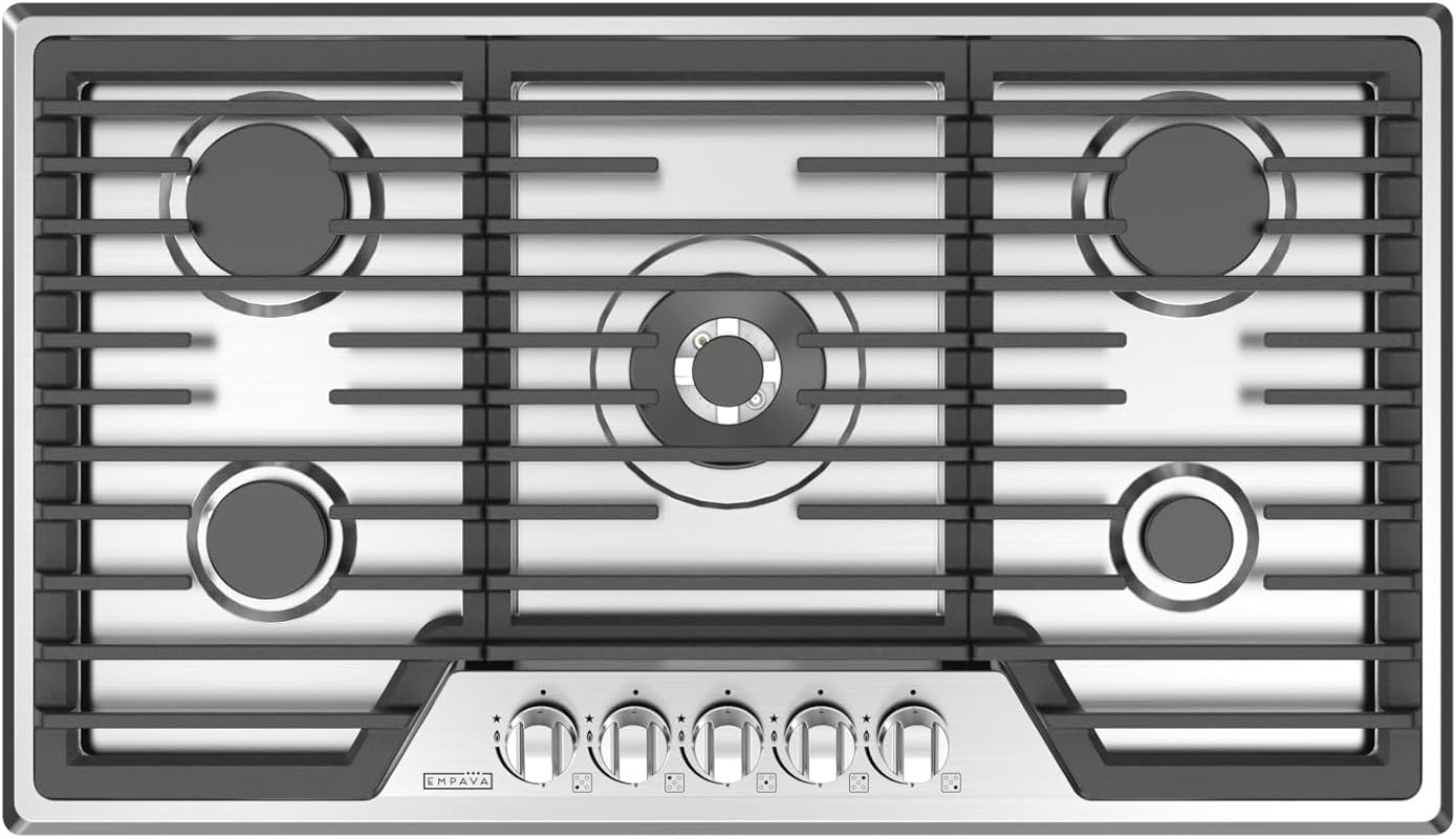 Empava 36-inch Built-in Gas Cooktop, 5 Sealed SABAF Burners, Stainless