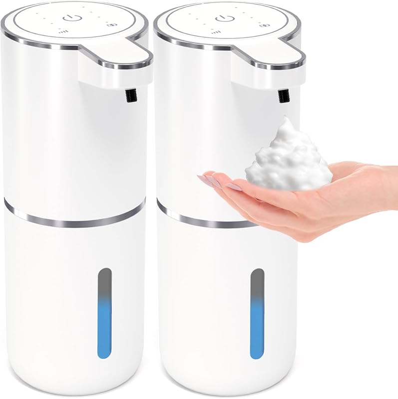 2 Pack Touchless Automatic Foaming Soap Dispenser, 12.8oz Rechargeable