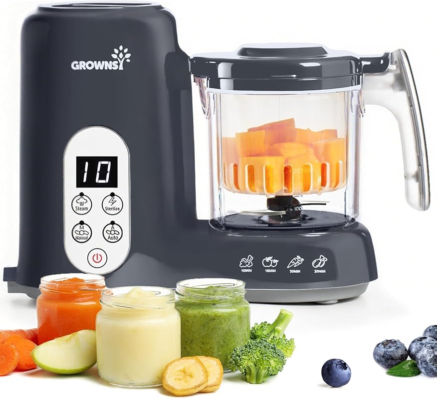 Grownsy Baby Food Maker with Steam Basket: One-Step Processor, Steamer
