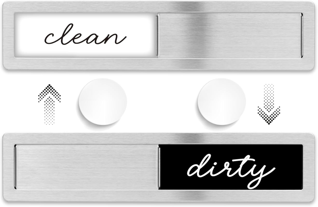 Stainless Steel Clean Dirty Dishwasher Magnet Sign: Home & Kitchen Ind