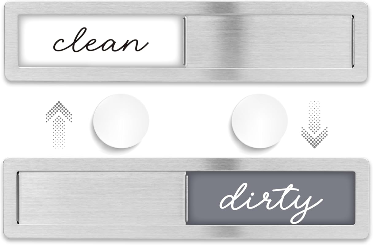 Stainless Steel Clean Dirty Dishwasher Magnet Sign: Home & Kitchen Ind