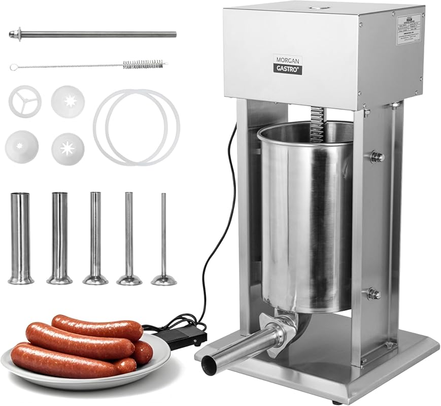 Commercial 23LBS/12L Electric Sausage Stuffer, Stainless Steel with Fo