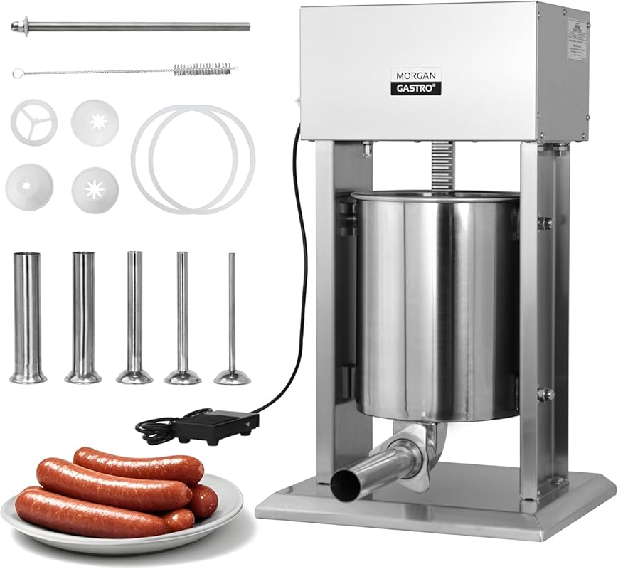 Commercial 20LBS/10L Electric Sausage Stuffer, Stainless Steel with Fo