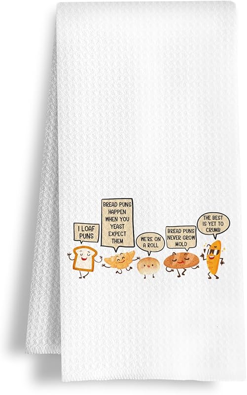 Funny Bread Pun Kitchen Towels (16x24 inch): Decorative Tea Dish Towel