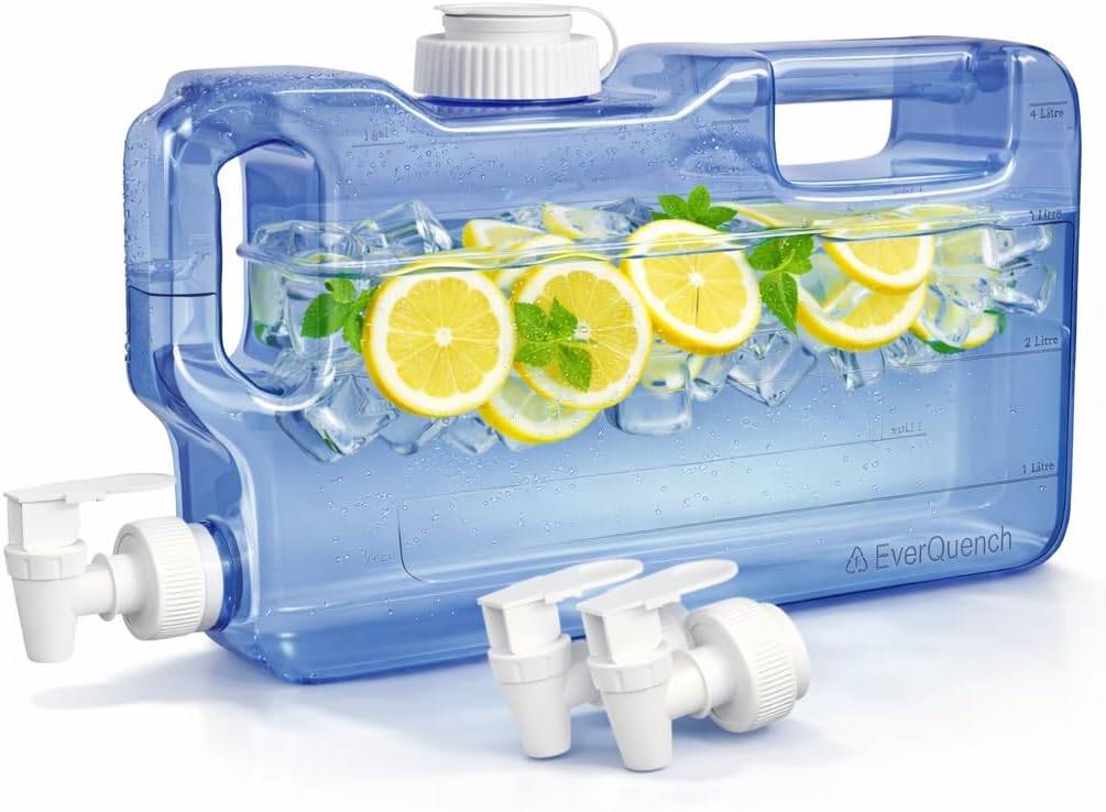 1.1 Gallon Refrigerator Water Dispenser with 2 Spigots - BPA-Free Slim