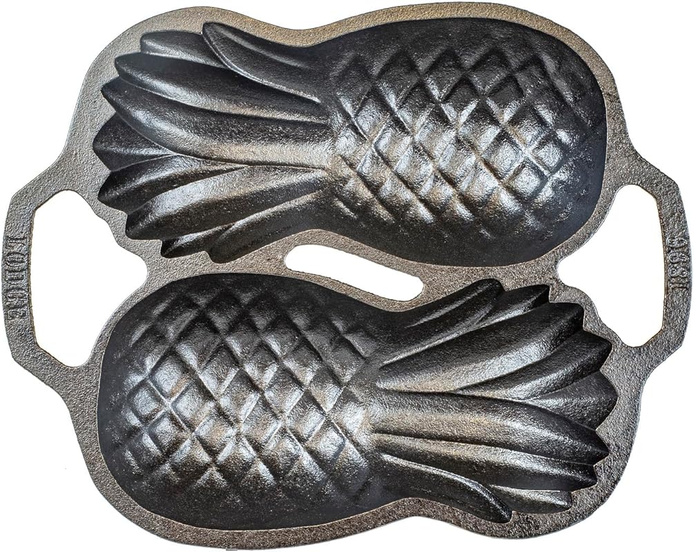 Lodge Cast Iron Pineapple Pan - Pre-Seasoned Heavy Duty Bakeware for U