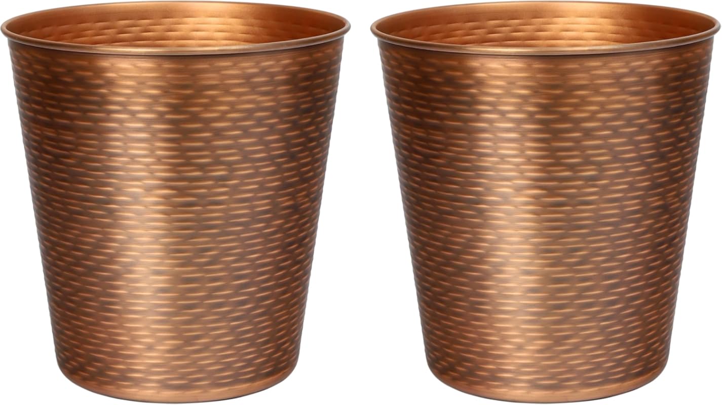 happimess Remi HPM1112B-SET2 2 Gallon Modern Textured Steel Waste Bins