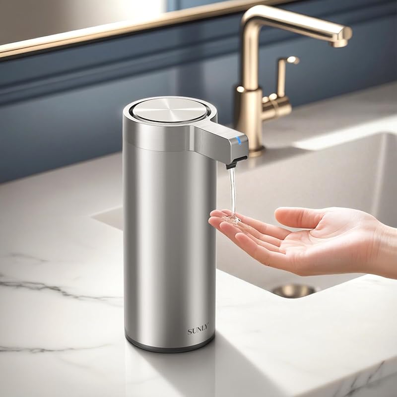 SUNLY Touchless Automatic Soap Dispenser, Clog-Free Pump, USB-C Rechar