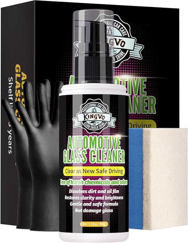 Kingvo Car Glass Cleaner Spray & Windshield Fluid, Removes Water Spots