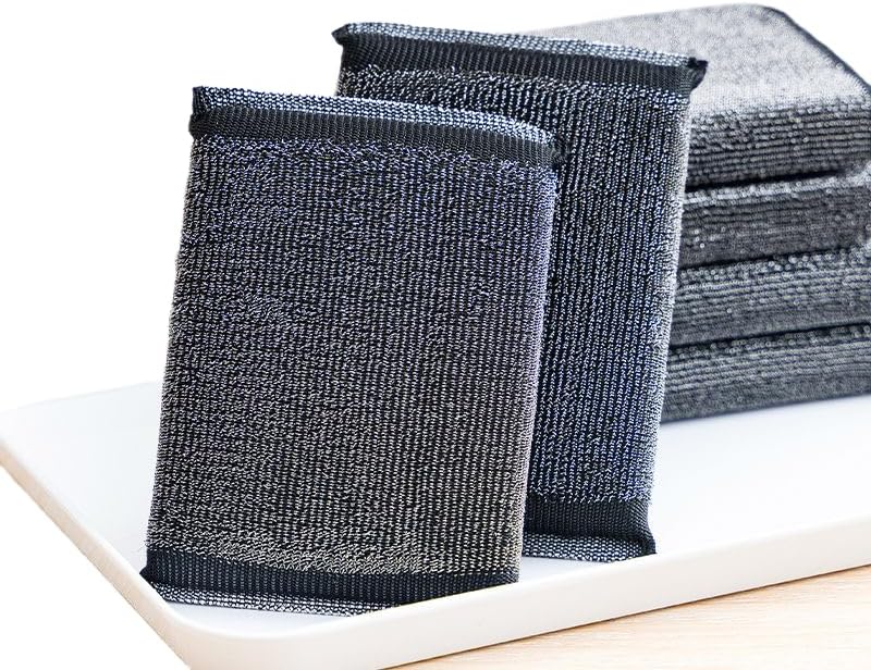 Heavy Duty Stainless Steel Scrubber Sponges (6-Pack): Non-Scratch Mult