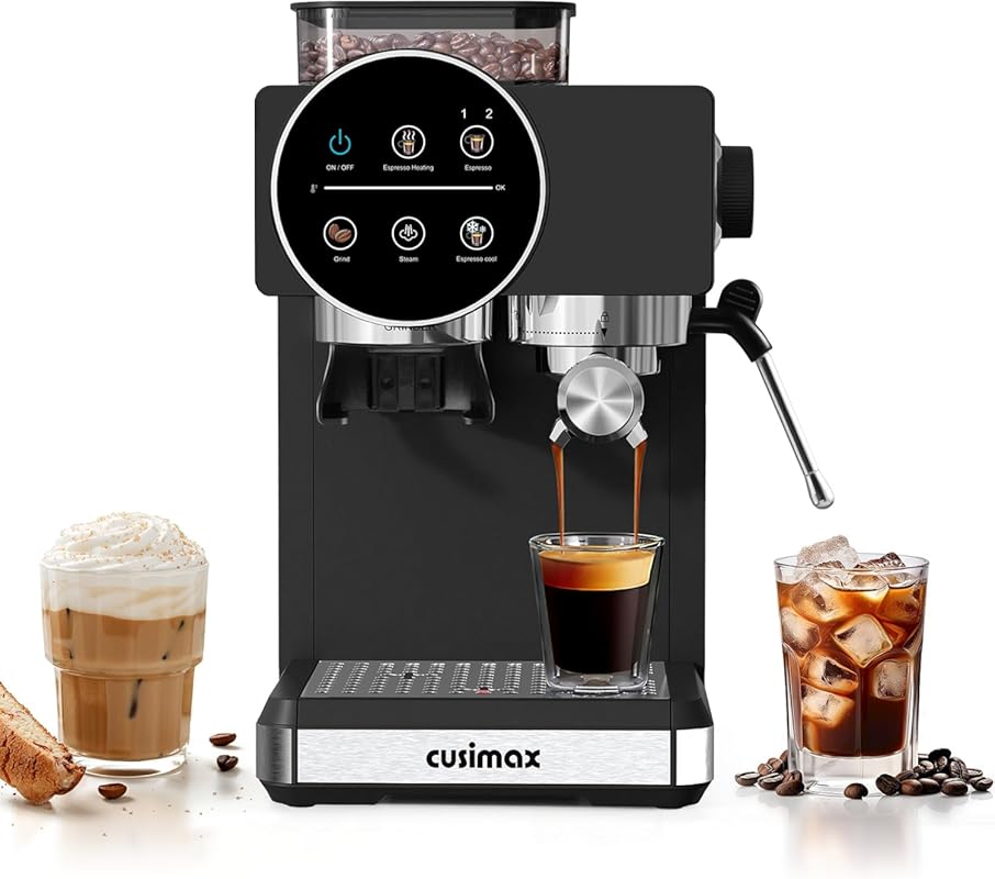 CUSIMAX 20 Bar Professional Espresso Machine with Grinder, Milk Frothe