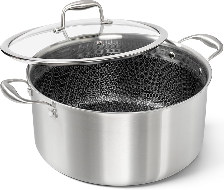 MICHELANGELO 10-Quart Tri-Ply Stainless Steel Stock Pot with Nonstick 