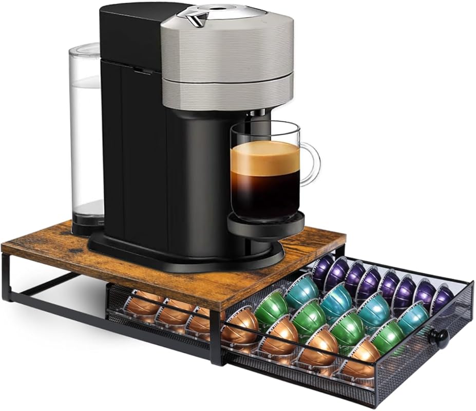 Vertuo Coffee Pod Drawer Organizer, Sliding Storage for 56 Small or 28