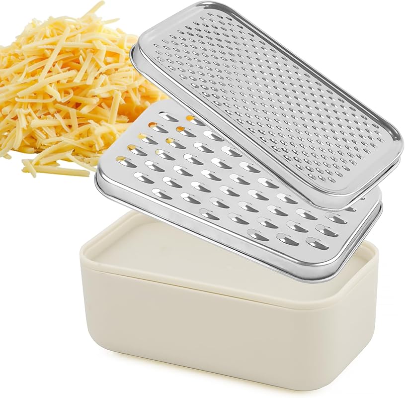Cheese Grater & Citrus Lemon Zester with Storage Container & Lid