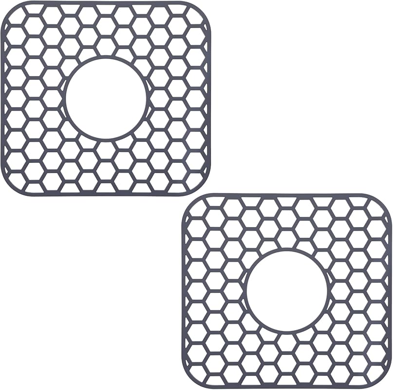 MAQUITA 2 Pack Silicone Sink Protectors with Center Drain, Non-Slip, H