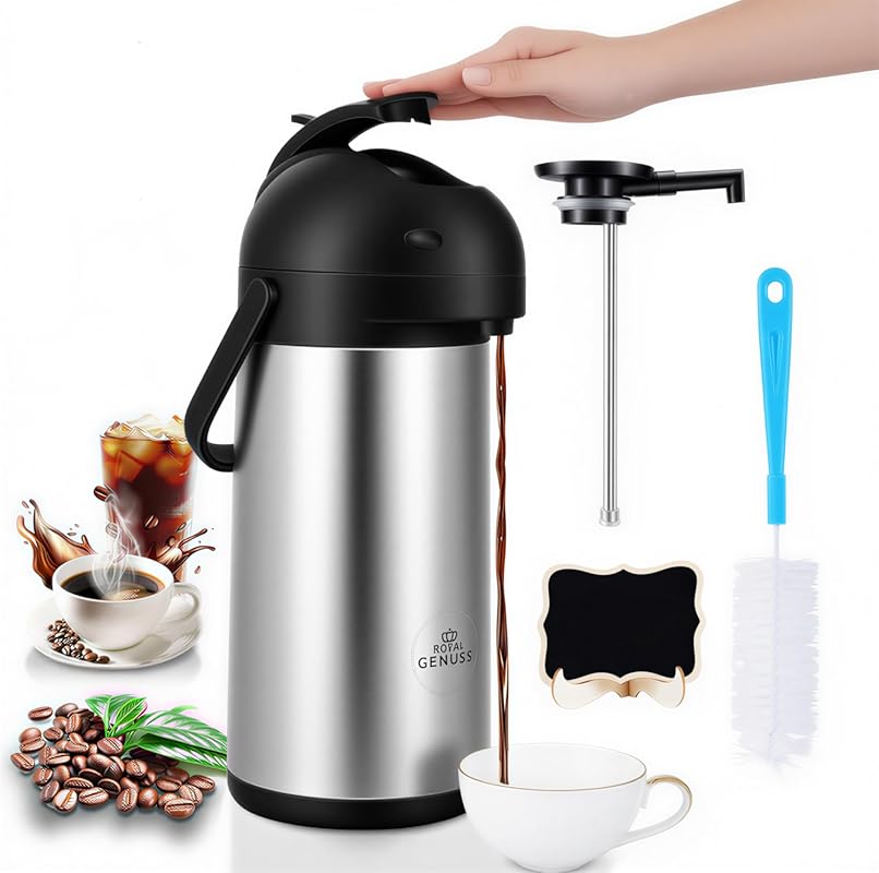 74 oz (2.2L) Stainless Steel Insulated Airpot Coffee Dispenser with Pu