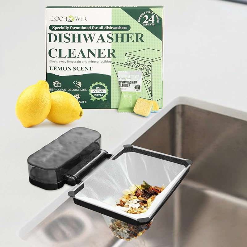 24 Pcs Lemon-Scented Dishwasher Cleaner & Deodorizer Tablets for Deep 