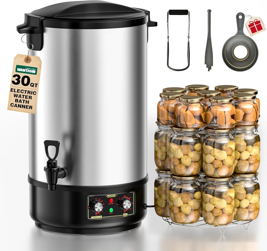 WantJoin 30QT Stainless Steel Electric Water Bath Canner with Adjustab