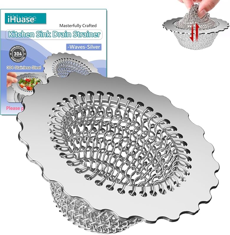 Patented 304 Stainless Steel Reversible Mesh Kitchen Sink Drain Strain