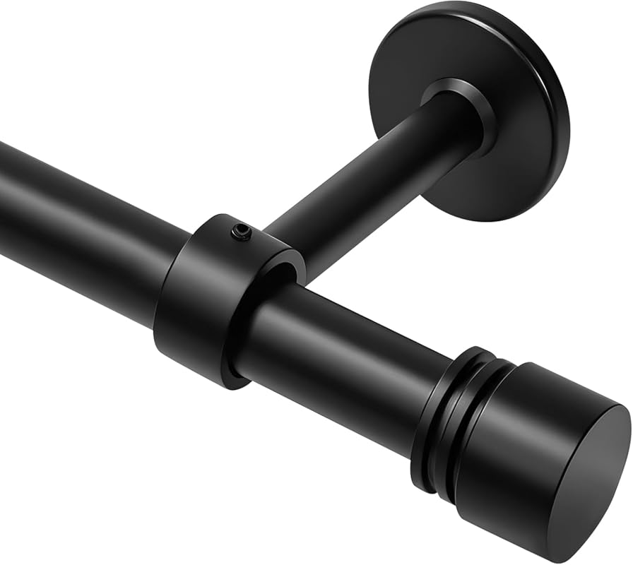 Black Heavy Duty Extra Long 1-Inch Adjustable Curtain Rods 144-240 Inc