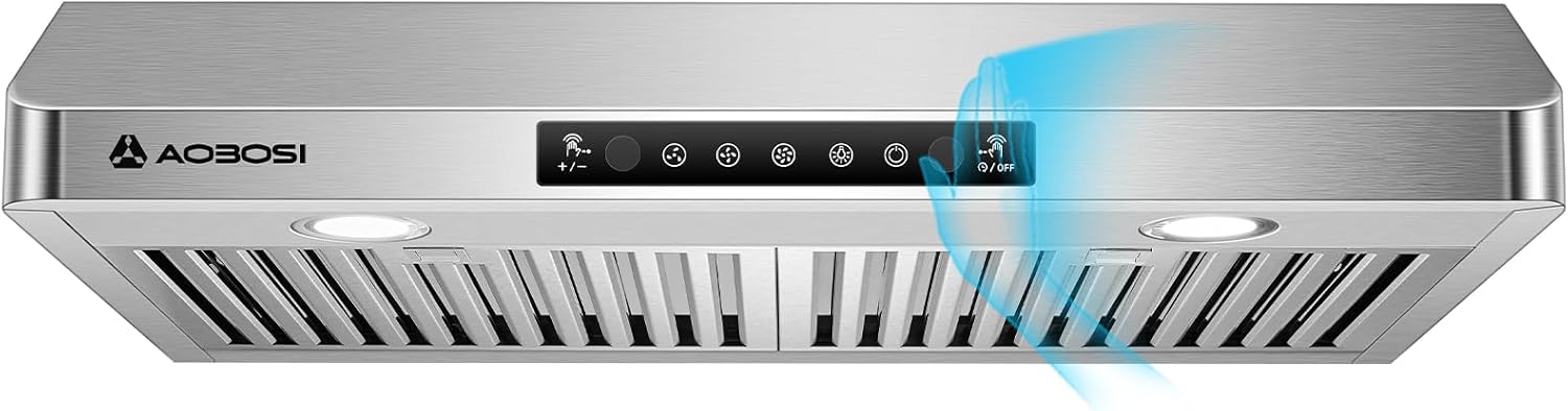 AAOBOSI 30-Inch Under Cabinet Range Hood: 800-CFM, 3-Speed, Gesture/To