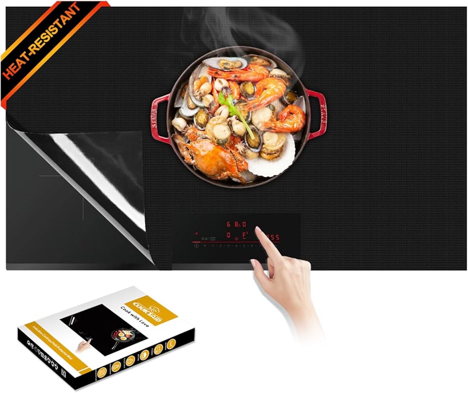 Newly-Upgraded Pure Black Magnetic Induction Cooktop Mat (20.4