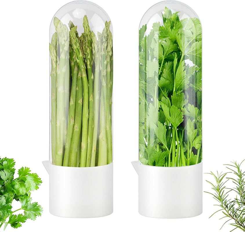 Transparent Herb Saver Containers for Refrigerator - Keep Cilantro, Pa