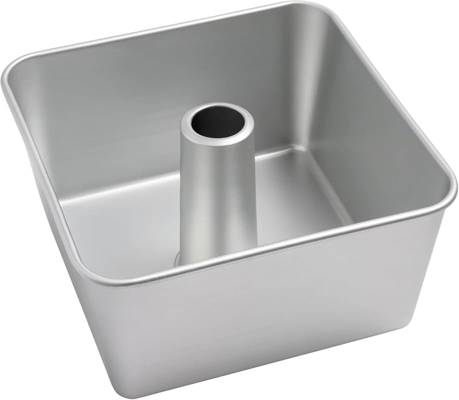 One-Piece Anodized Aluminum Square Tube Cake Pan, 18-Cup, 9x9x4.5 Inch