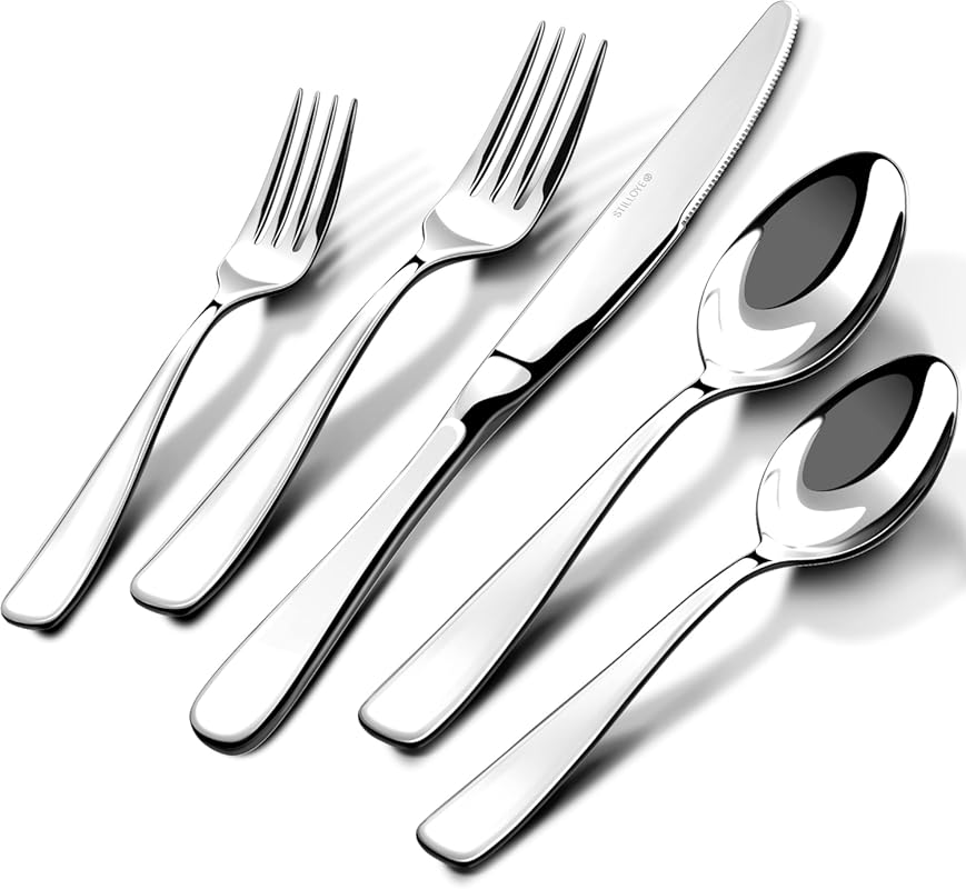 40-Piece 18/10 Stainless Steel Silverware Set for 8, Mirror Polished F