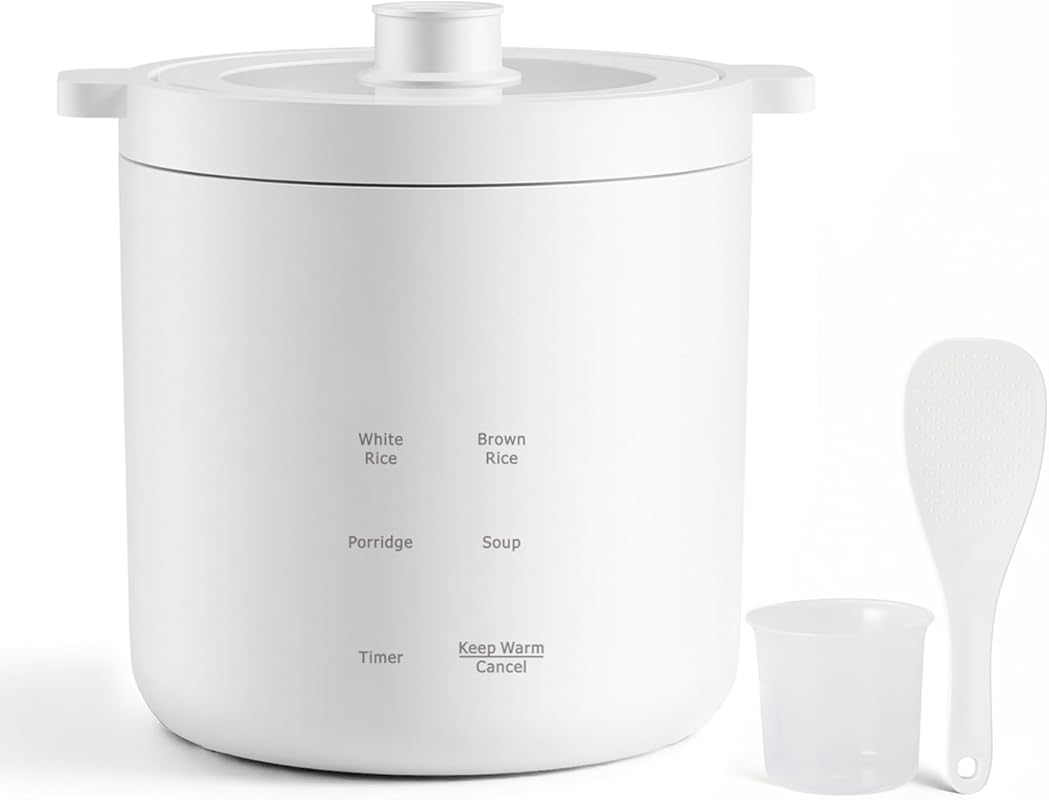 Mini Rice Cooker: 2-Cup Uncooked, Small Electric, 4 Functions, 24H Pre