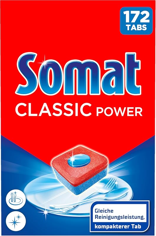 Somat Classic Power Dishwasher Tabs: 172 Grease Dissolving Tablets for