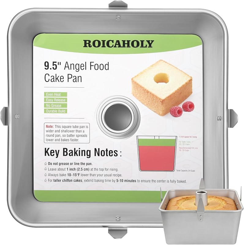 Roicaholy 9.5-Inch Square Aluminum Alloy Tube Cake Pan, 24-Cup, Remova