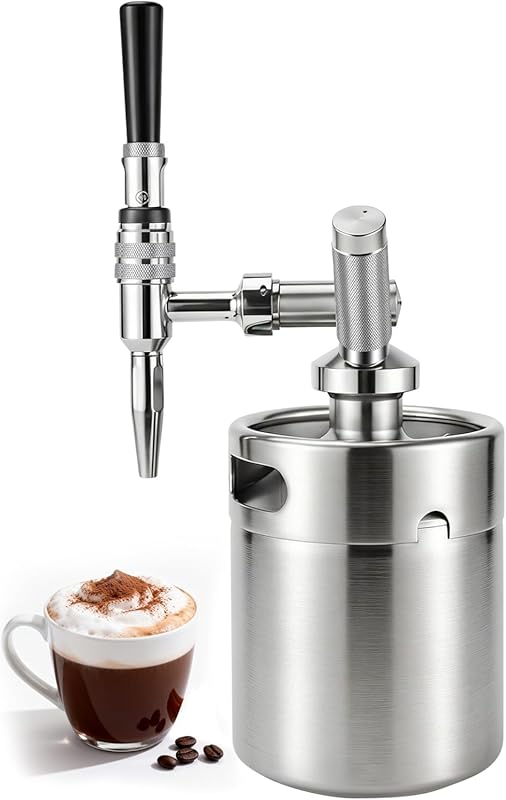 64oz Stainless Steel Mini Keg Nitro Cold Brew Coffee Maker System, Pre