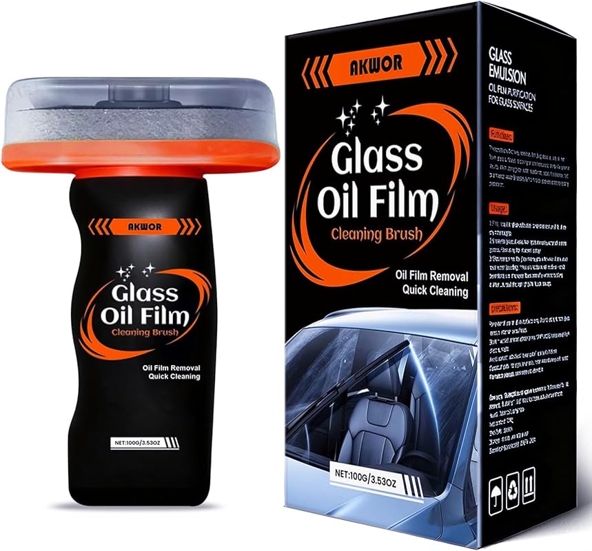 Glass Cleaner Oil Film Remover & Scrub Pad – For Windshields, Removes 