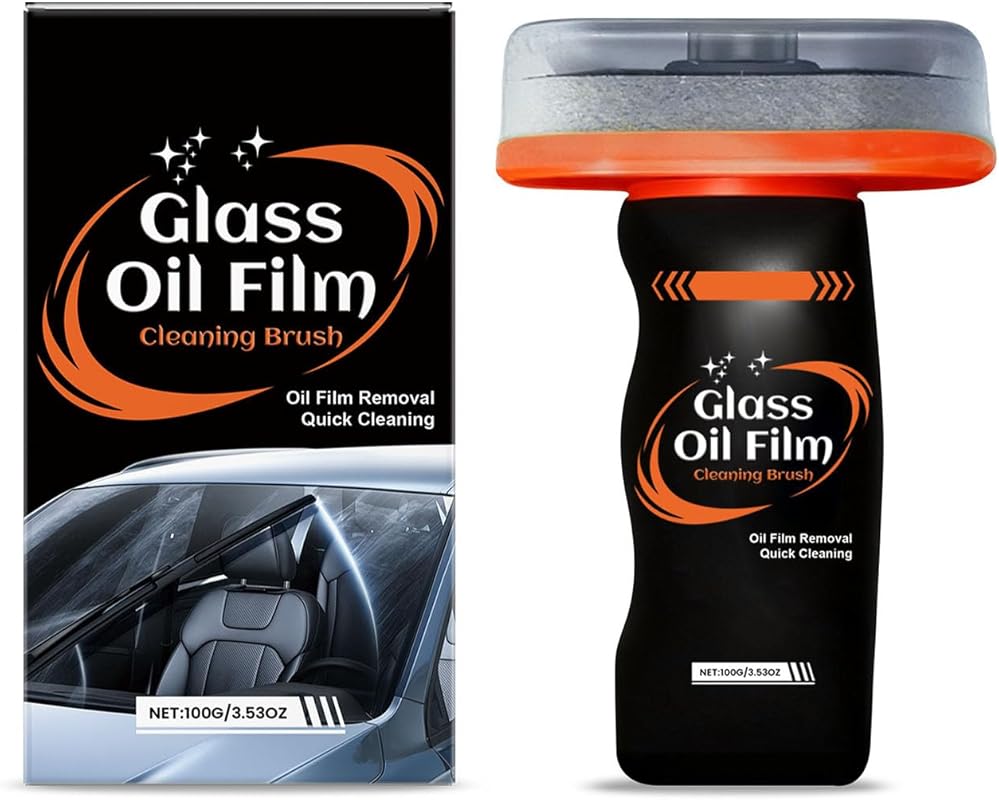 Glass Oil Film Remover with Cleaning Board – Removes Smudges & Water S