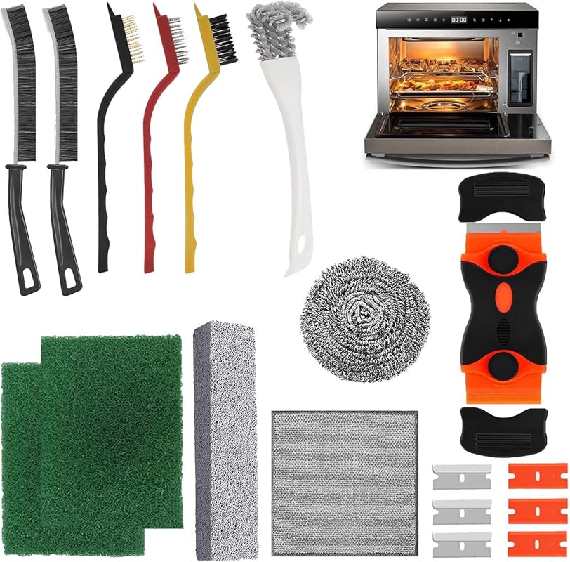 Heavy Duty 12-Piece Oven Cleaning Kit with Crevice Brush, Scraper, Ste