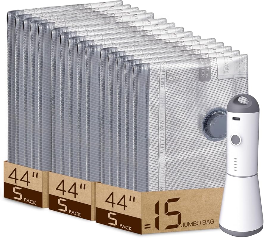 15 Jumbo Size Vacuum Storage Bags: Space Saver for Clothes, Bedding, B